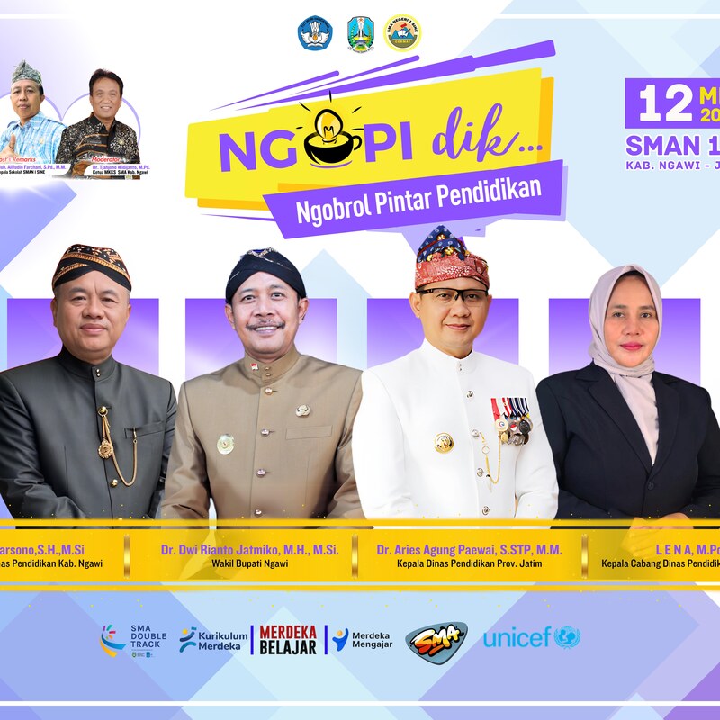 Acara Talkshow Ngopi dik ! menghadirkan Pak Aries Paewai, Mas Antok, Ibu Lena, dan Bapak Marsono yang diadakan di SMANSI View